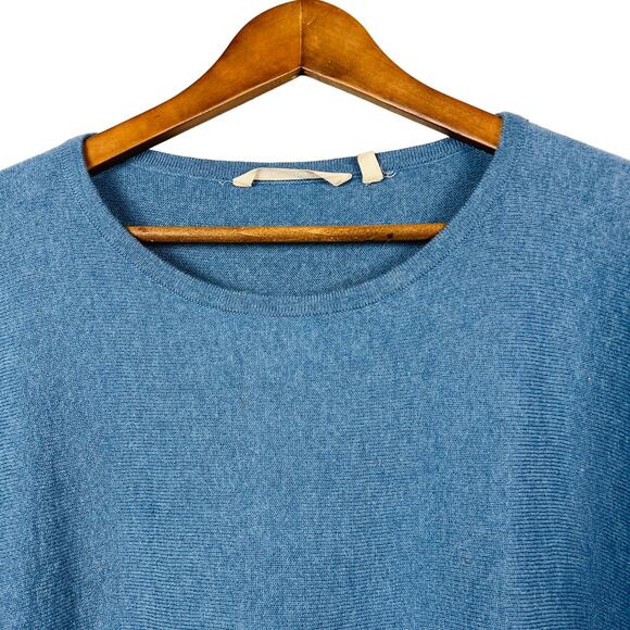 Soft Surroundings Tiered Short Sleeve Sweater Blue - M - Picture 2 of 5